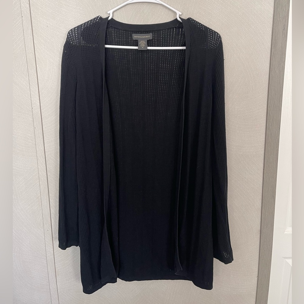 Banana Republic Black Open-Knit Cardigan